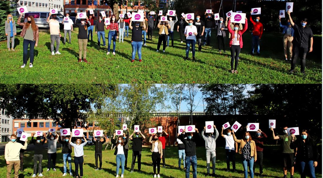 Los geht´s: Hinter den Masken lächeln sie, die neuen Azubis im Industriepark Wolfgang.